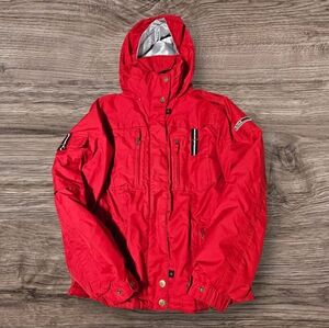 NILS Winter Ski Puffer Jacket Full Zip Hooded Snowboarding Womens Size 8 (M) Red